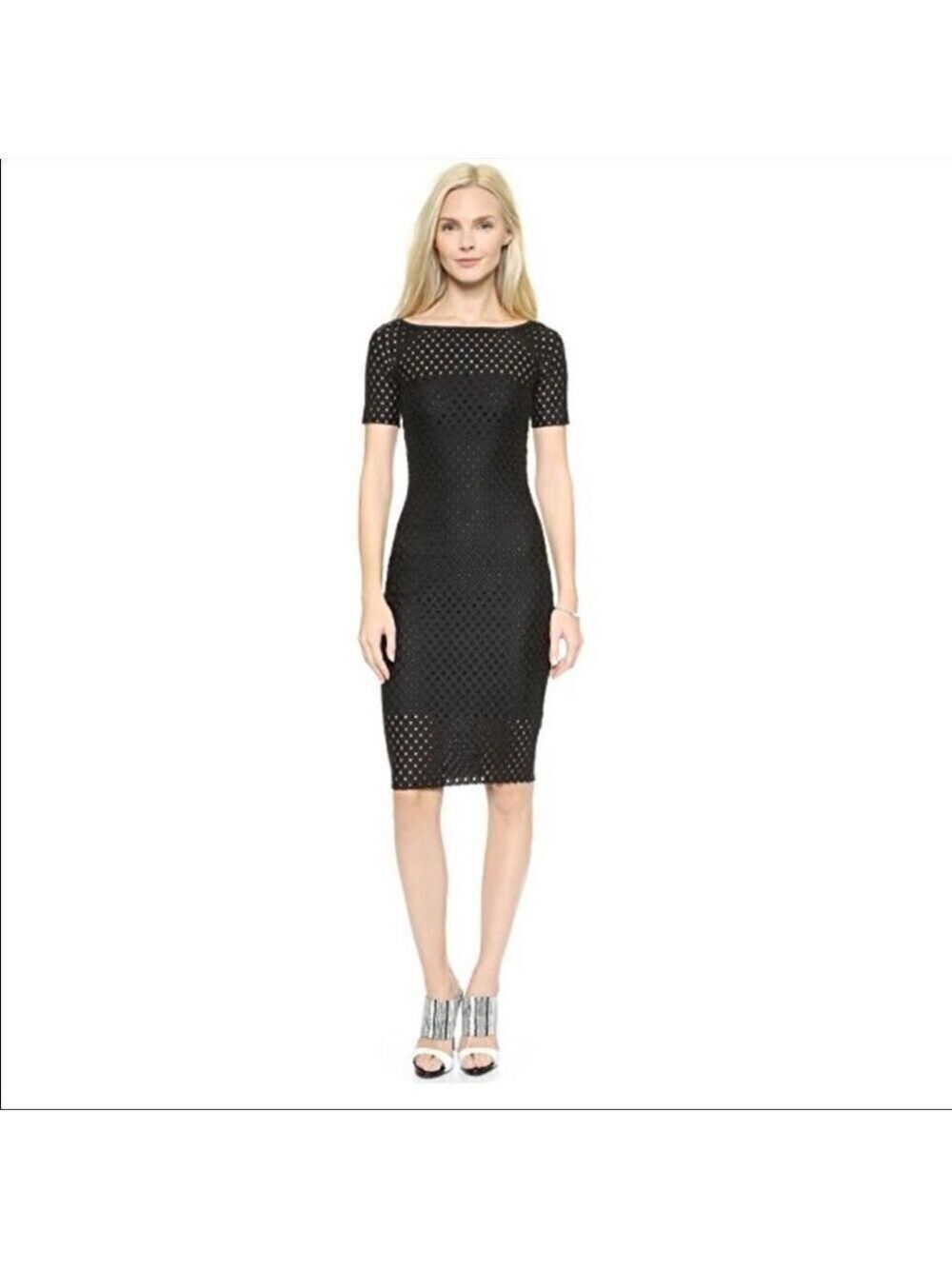 * Bec & Bridge Black Into the Mystic Eyelet Lattice Bandage Dress Size 4